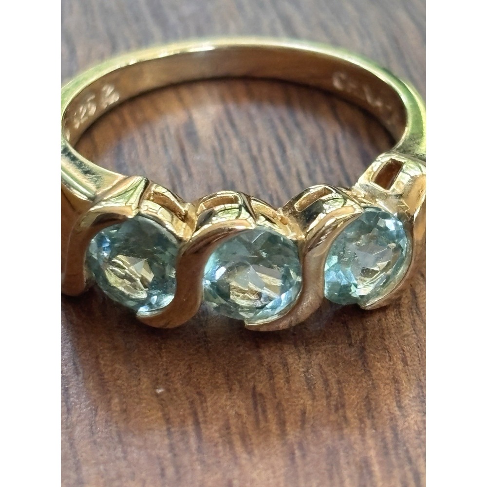 Ross Simons Sterling Silver Goldtone Blue Topaz Ring Size 7